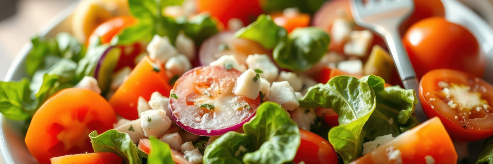 Fresh garden salad with tomatoes, lettuce, and cheese served in a bowl during a sunny gathering